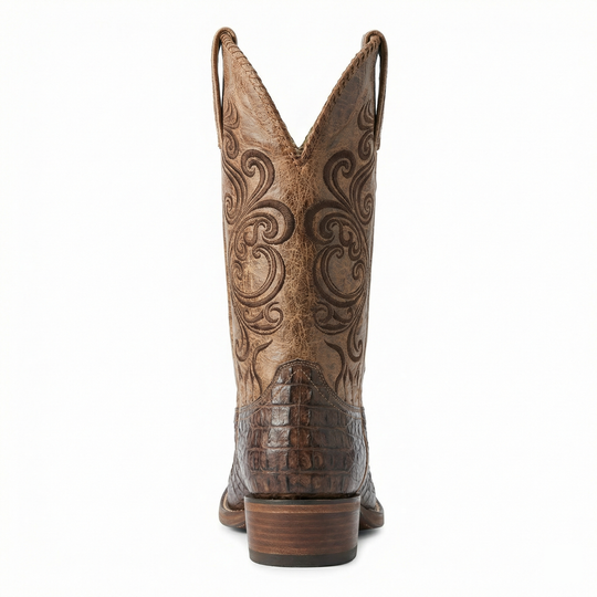 R&B | Westernstiefel - Geprägtes Leder mit Blockabsatz