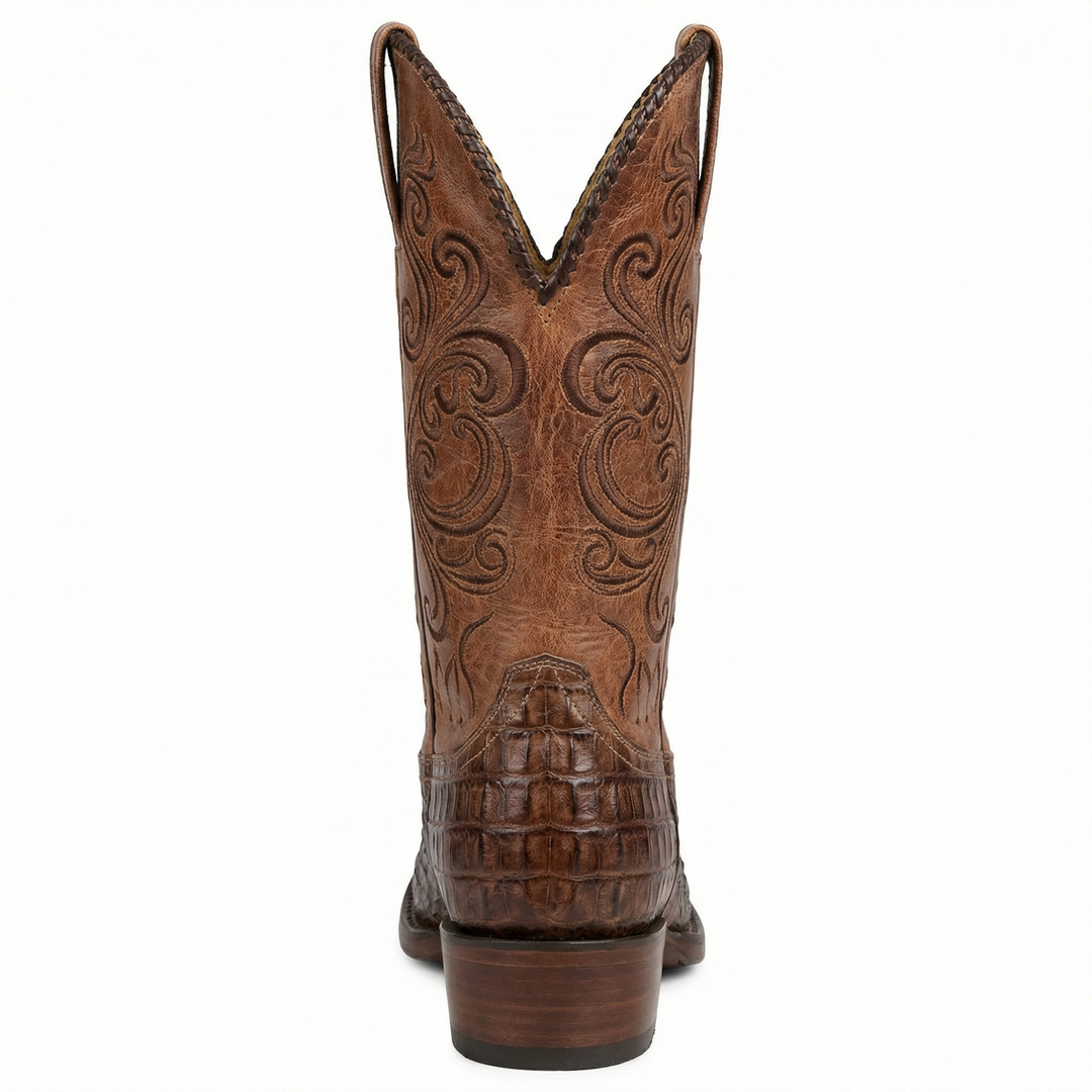 R&B | Westernstiefel - Geprägtes Leder mit Blockabsatz