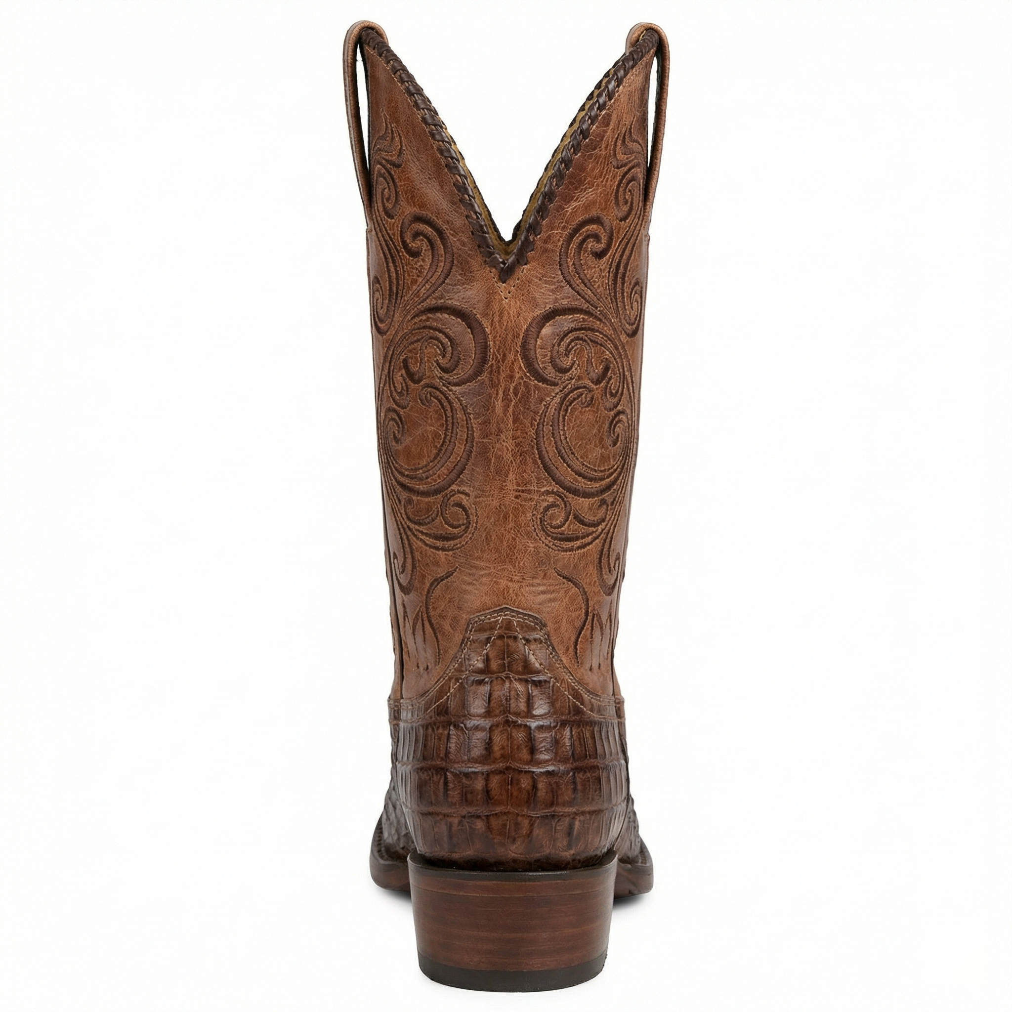 R&B | Westernstiefel - Geprägtes Leder mit Blockabsatz