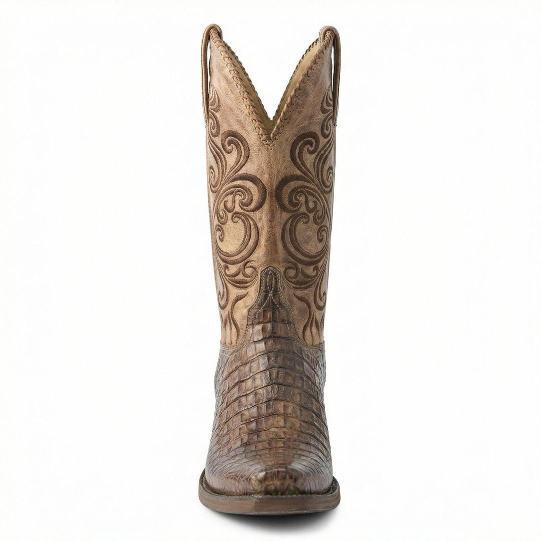 R&B | Westernstiefel - Geprägtes Leder mit Blockabsatz