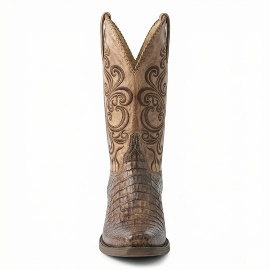 R&B | Westernstiefel - Geprägtes Leder mit Blockabsatz