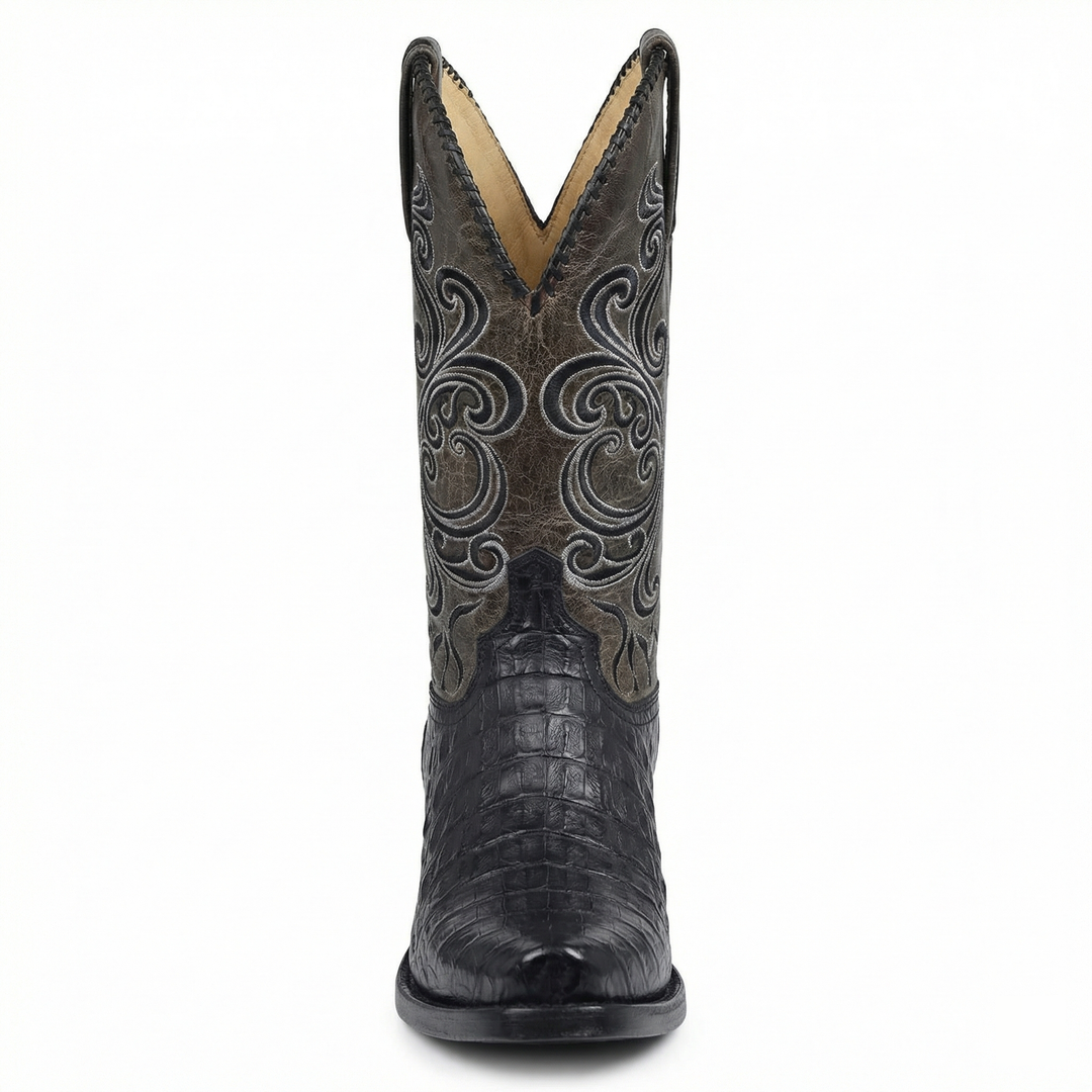 R&B | Westernstiefel - Geprägtes Leder mit Blockabsatz