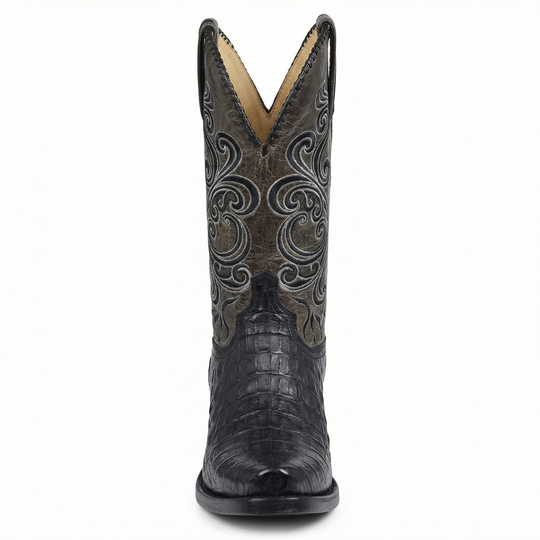 R&B | Westernstiefel - Geprägtes Leder mit Blockabsatz
