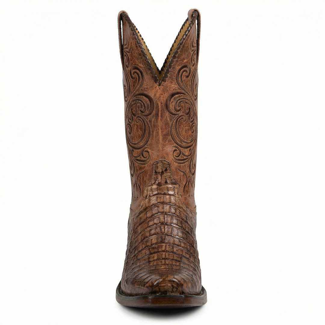 R&B | Westernstiefel - Geprägtes Leder mit Blockabsatz