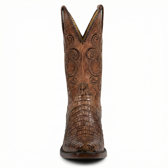R&B | Westernstiefel - Geprägtes Leder mit Blockabsatz