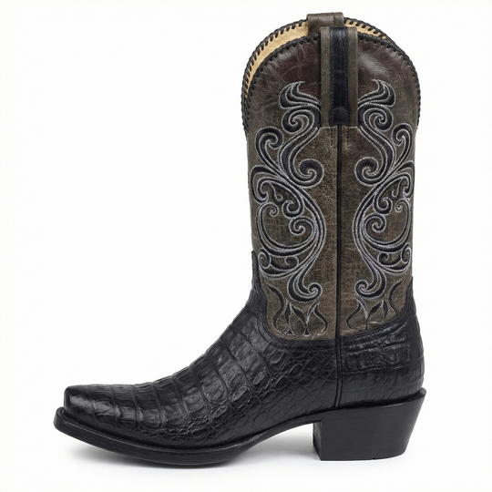 R&B | Westernstiefel - Geprägtes Leder mit Blockabsatz