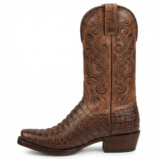 R&B | Westernstiefel - Geprägtes Leder mit Blockabsatz