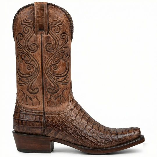 R&B | Westernstiefel - Geprägtes Leder mit Blockabsatz