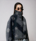 R&B | Damen Bestickter Peacoat Mantel mit Perlen und Hohem Kragen
