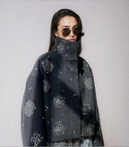 R&B | Damen Bestickter Peacoat Mantel mit Perlen und Hohem Kragen
