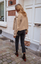 R&B | Damen Gekürzter Trenchcoat mit Doppelreihe Knöpfen und Moderne Passform