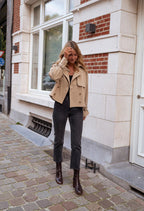 R&B | Damen Gekürzter Trenchcoat mit Doppelreihe Knöpfen und Moderne Passform