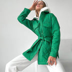 R&B | Damen Wattierte Winterjacke mit Langen Ärmeln und Druckknöpfen