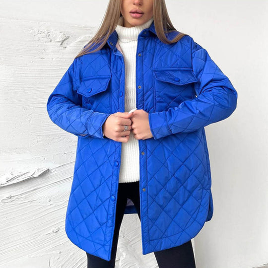 R&B | Damen Wattierte Winterjacke mit Langen Ärmeln und Druckknöpfen