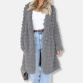 R&B | Damen Lange Cardigan mit Schauriger Textur und Offener Vorderseite