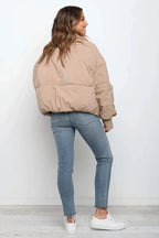 R&B | Damen Gewatteete Pufferjacke mit Stehkragen und Schräge Reißverschlusstaschen