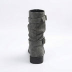Damen Stiefel | Schnallenriemen | Vintage | Stiefel in mittellanger Länge | Schlappe Stiefel R&B