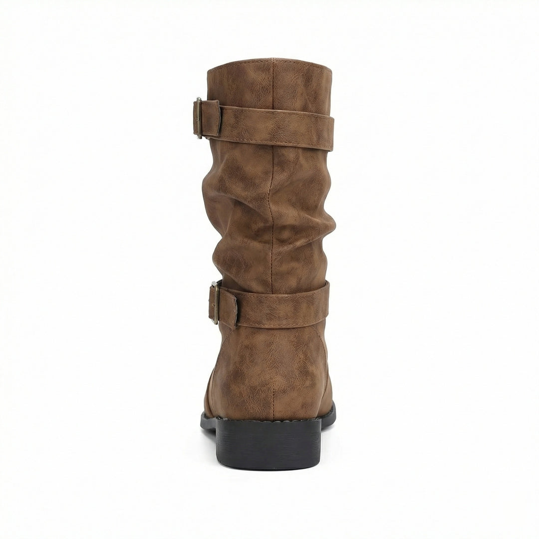 Damen Stiefel | Schnallenriemen | Vintage | Stiefel in mittellanger Länge | Schlappe Stiefel R&B