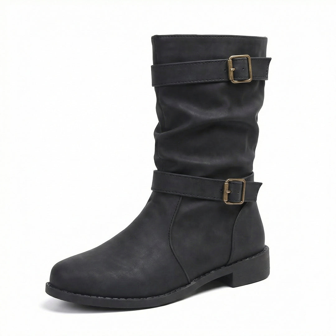 Damen Stiefel | Schnallenriemen | Vintage | Stiefel in mittellanger Länge | Schlappe Stiefel R&B