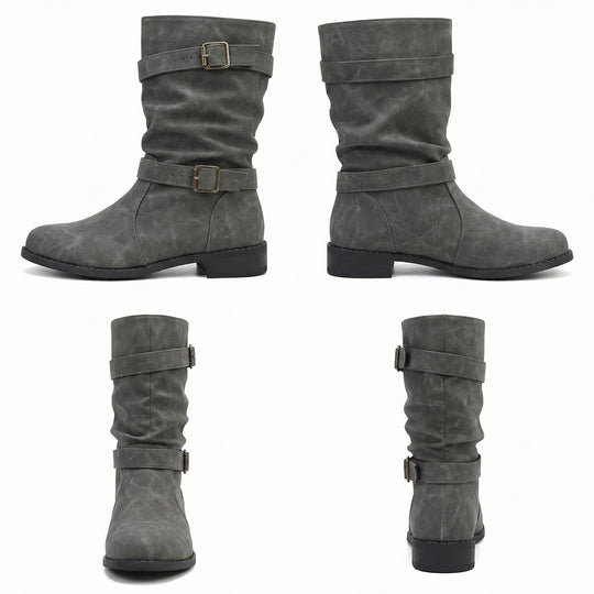 Damen Stiefel | Schnallenriemen | Vintage | Stiefel in mittellanger Länge | Schlappe Stiefel R&B