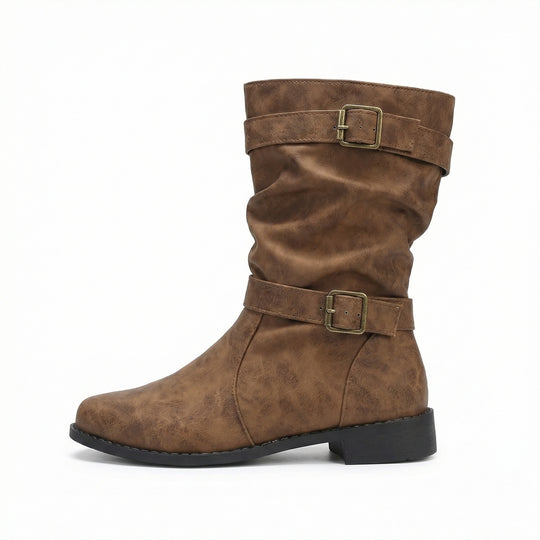 Damen Stiefel | Schnallenriemen | Vintage | Stiefel in mittellanger Länge | Schlappe Stiefel R&B