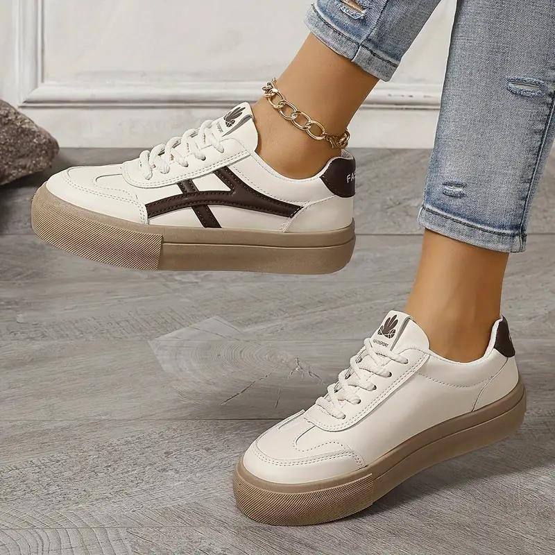 Damen Sneakers, Dicke Sohle, Schnürschuhe, Low Top Sneakers, Skate Schuhe R&B