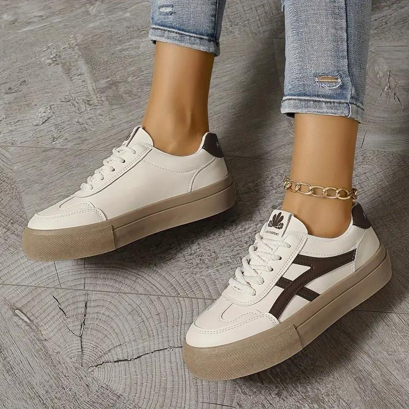 Damen Sneakers, Dicke Sohle, Schnürschuhe, Low Top Sneakers, Skate Schuhe R&B