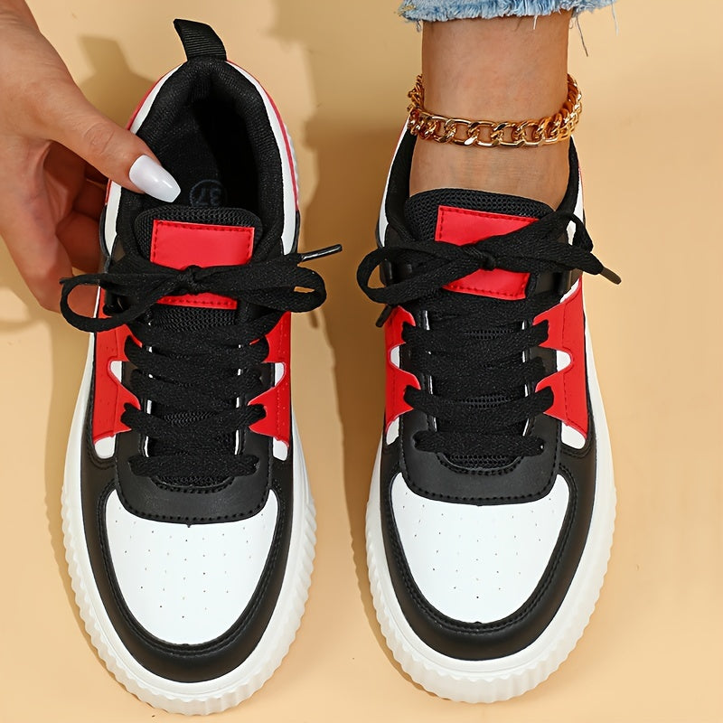 Damen Sneaker | Farbblock | Schnürschuhe | Skate Schuhe | Freizeit Sneaker R&B