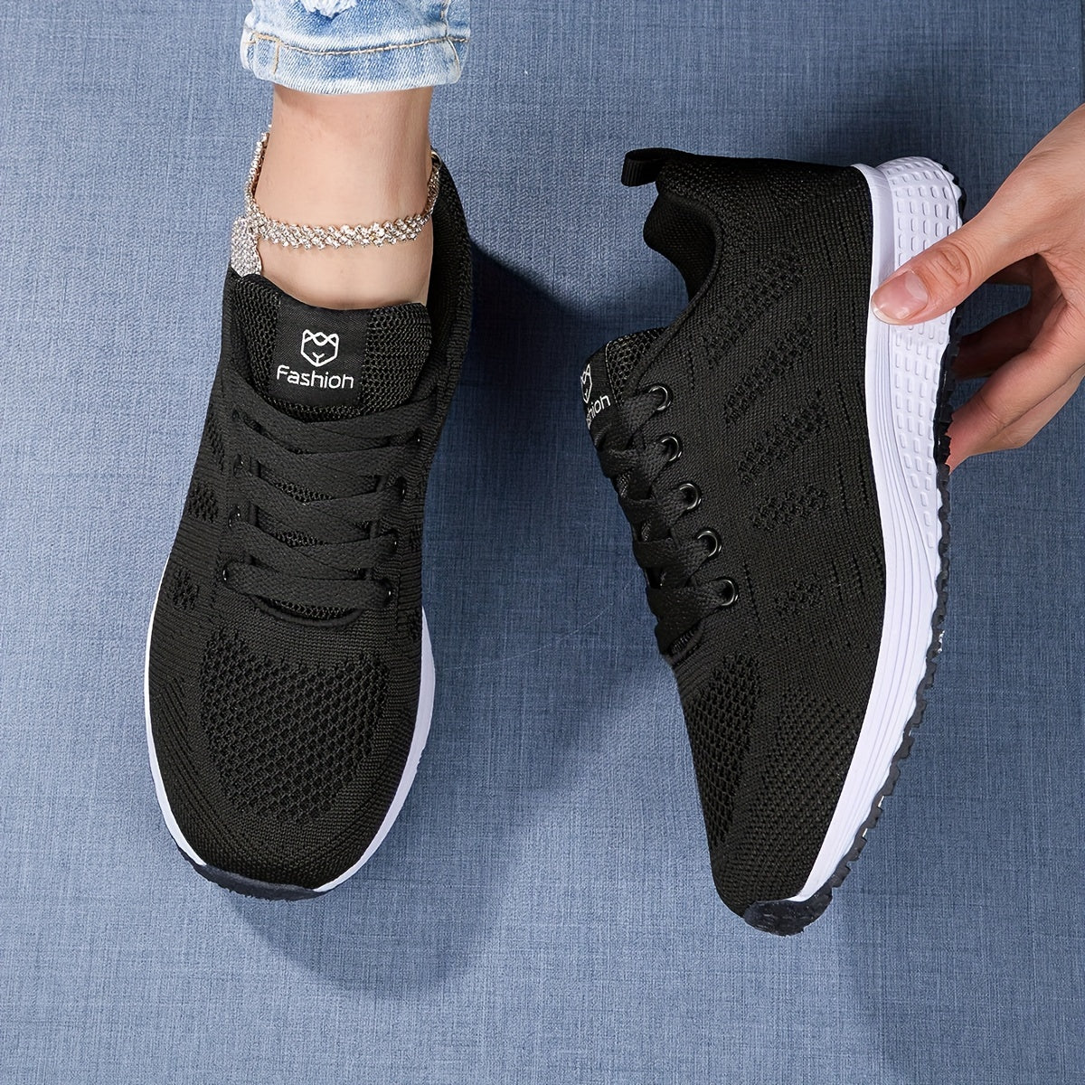 Damen Sneakers - Schnürschuhe - Gehen - Mesh-Sneaker - Damen-Sneaker R&B