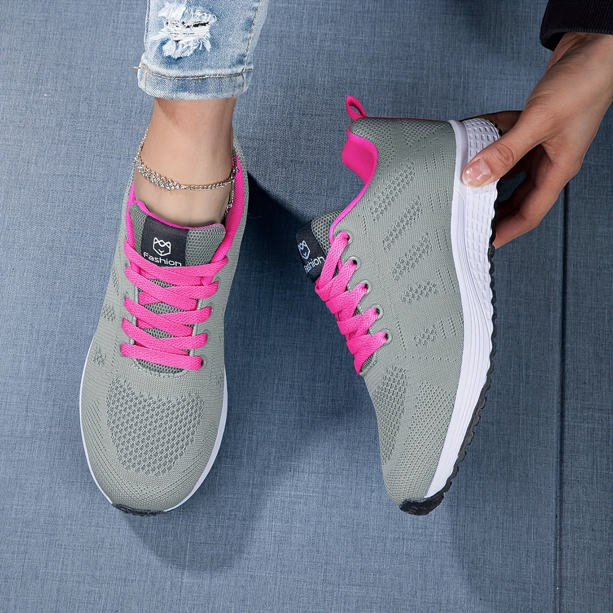 Damen Sneakers - Schnürschuhe - Gehen - Mesh-Sneaker - Damen-Sneaker R&B
