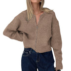 R&B | Damen Strickjacke mit Reißverschluss und langen Ärmeln