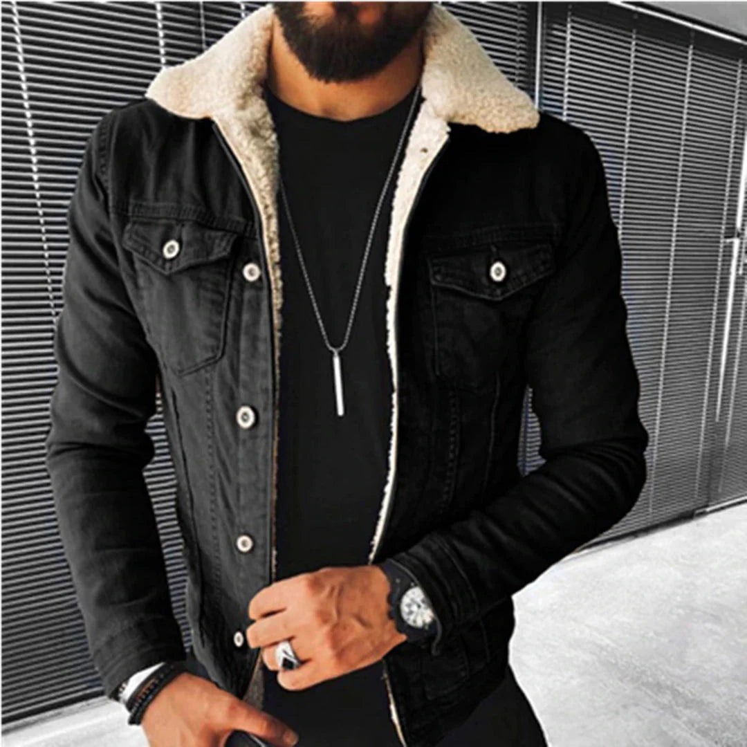 R&B | Herren Jeansjacke mit Futter Aus Pelz
