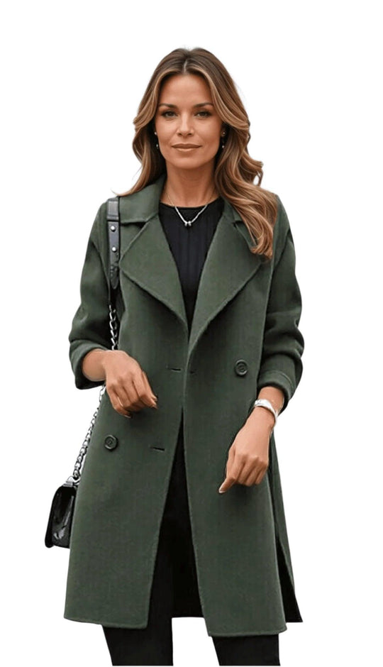 R&B | Klassischer Schwarzer Trenchcoat für Frauen Stilvolle Wintereleganz