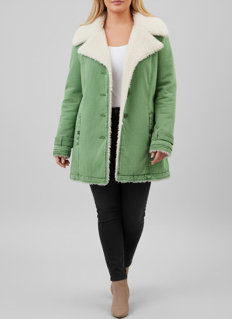 Damen Warme Sherpa-Futter Winterjacke | Große Größen