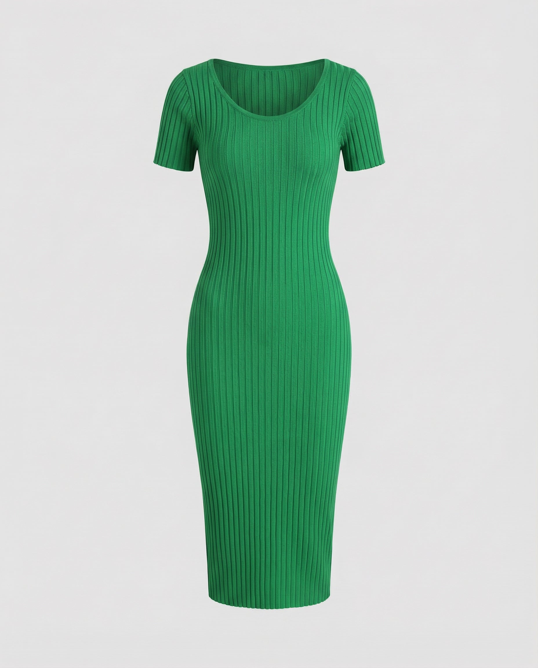 Geripptes, schmal geschnittenes Kleid