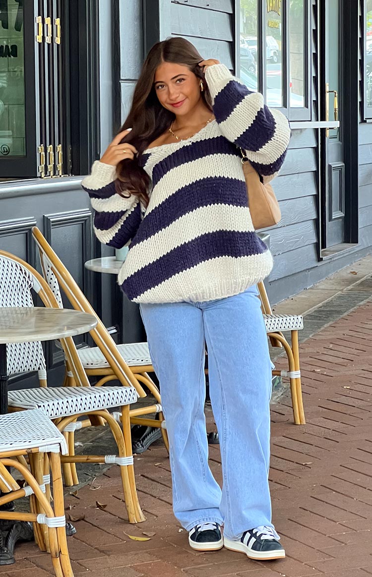 R&B | Gestreifter Chunky Strickpullover Weich und Warm Lässiger Komfort