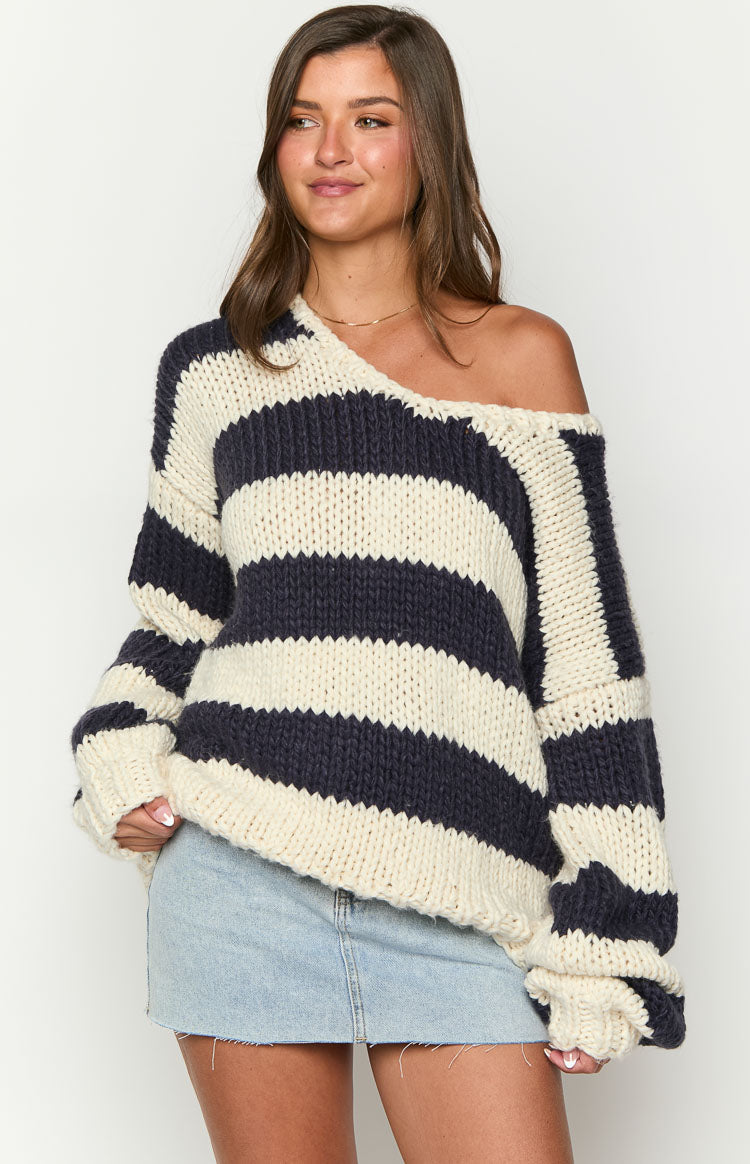 R&B | Gestreifter Chunky Strickpullover Weich und Warm Lässiger Komfort