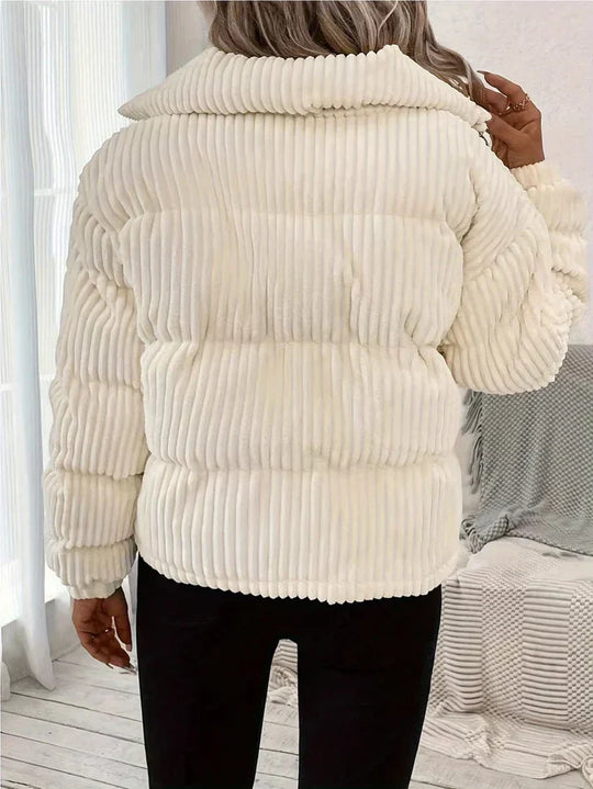 R&B | Steppjacke - Cord-Kanale Textur - Reißverschluss Vorne - Gepolsterte Freizeit-Oberbekleidung