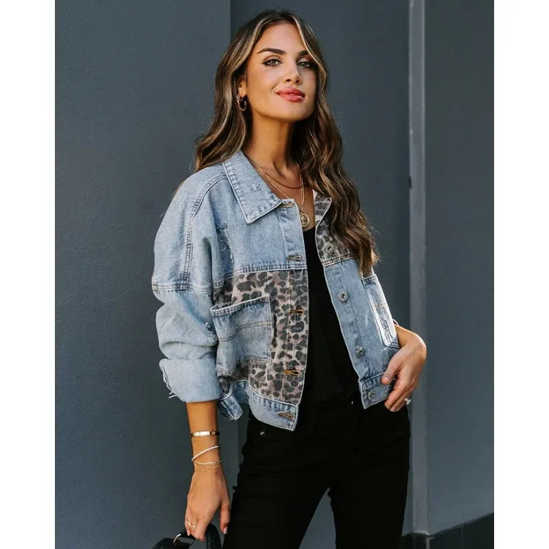 R&B | Stilvolle Leopard Denimjacke