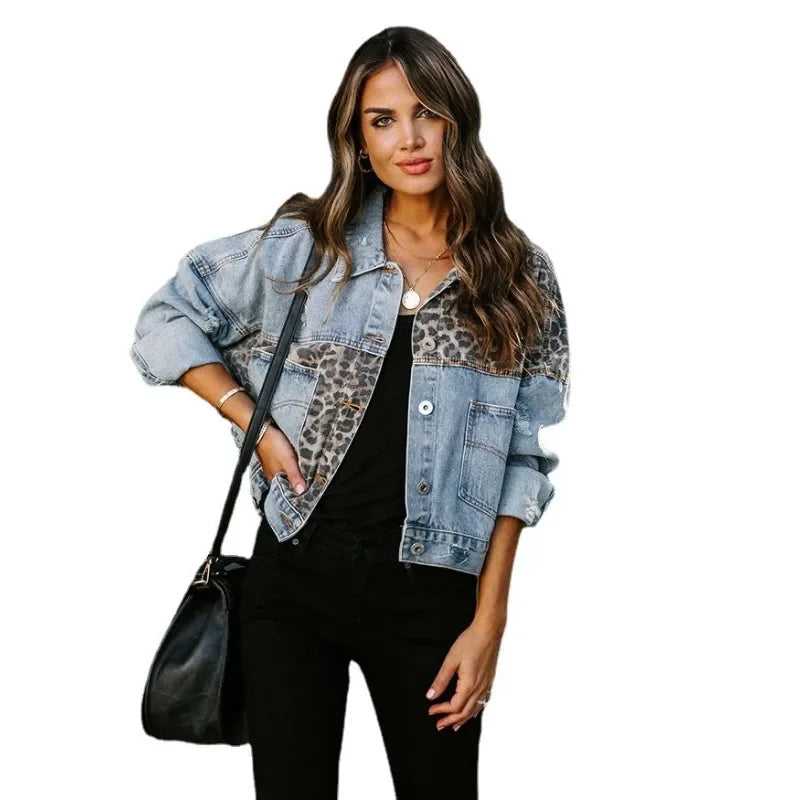 R&B | Stilvolle Leopard Denimjacke