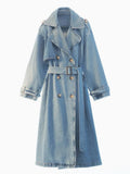 R&B | Blauer Vintage-Trenchcoat für Damen Eleganter Stil