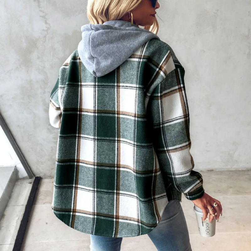 R&B | Gestreifte Kapuzenstrickjacke