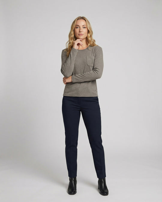 Damen Langarmshirt mit warmem Fleece Futter und praktischen Taschen