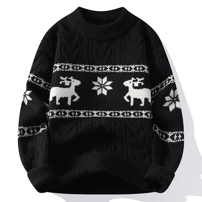 R&B | Winter Pullover mit Hirschmuster - Warmer & stilvoller Strickpullover für die Feiertage