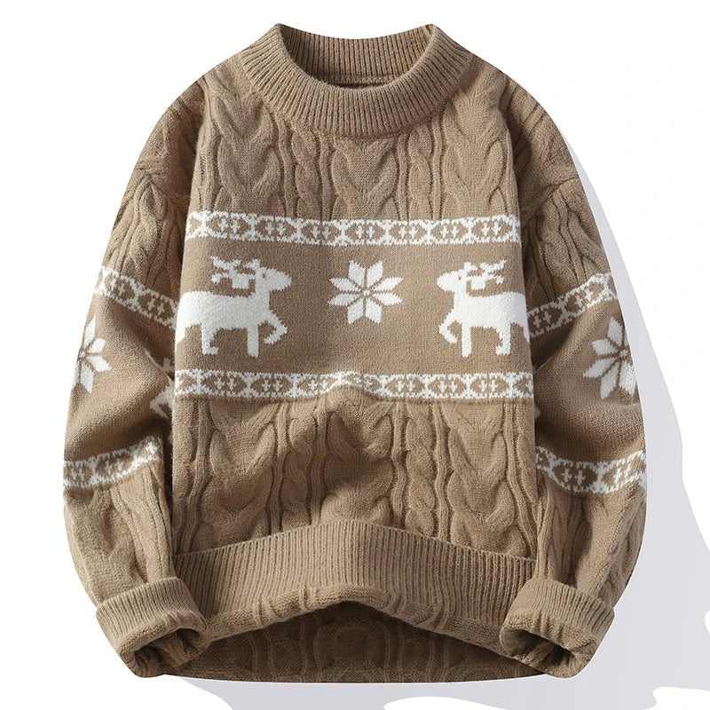 R&B | Winter Pullover mit Hirschmuster - Warmer & stilvoller Strickpullover für die Feiertage