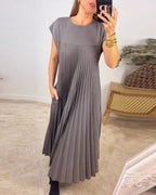 R&B | Elegantes Plissee-Kleid Einfarbig Ärmellos
