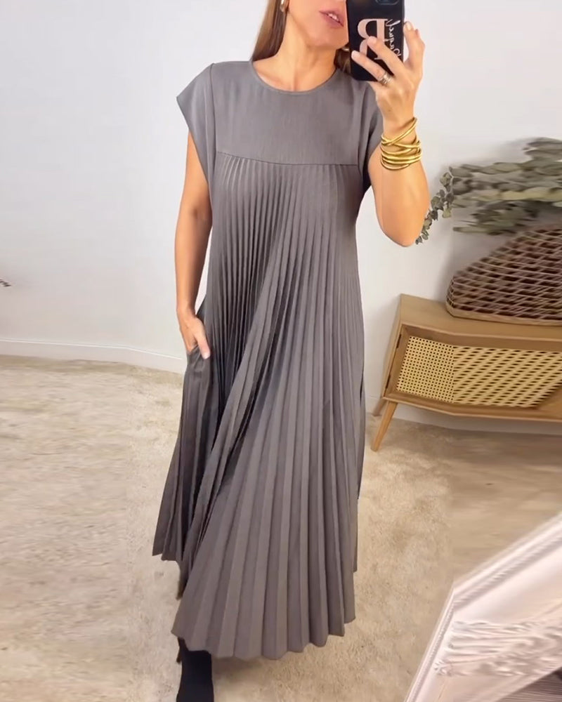 R&B | Elegantes Plissee-Kleid Einfarbig Ärmellos