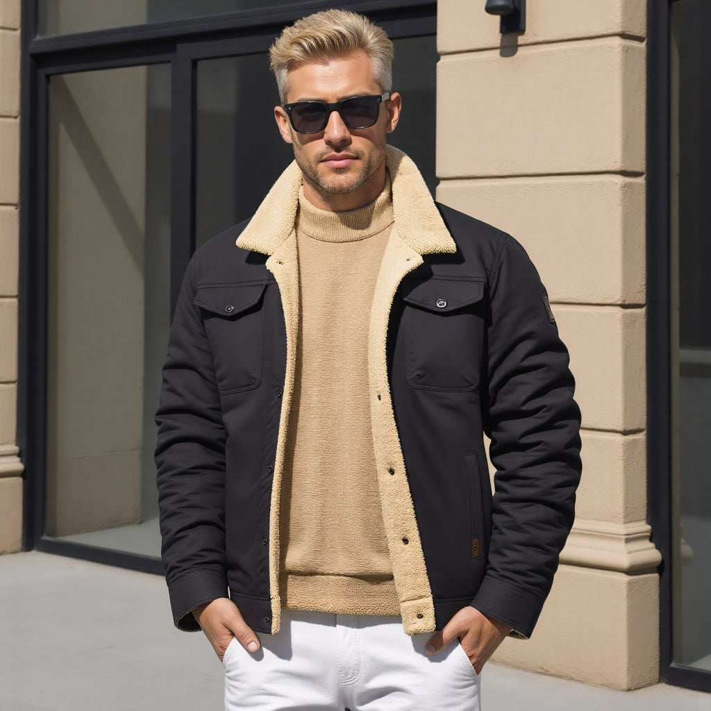 R&B | Winter Bomberjacke Vintage Stil - Warm Gefüttert für Freizeit und Alltag