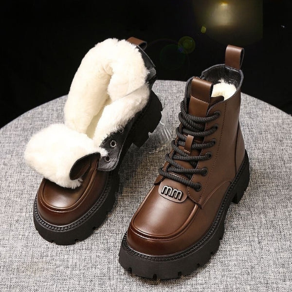 Komfortable, pelzgefütterte und rutschfeste Stiefeletten mit seitlichem Reißverschluss R&B