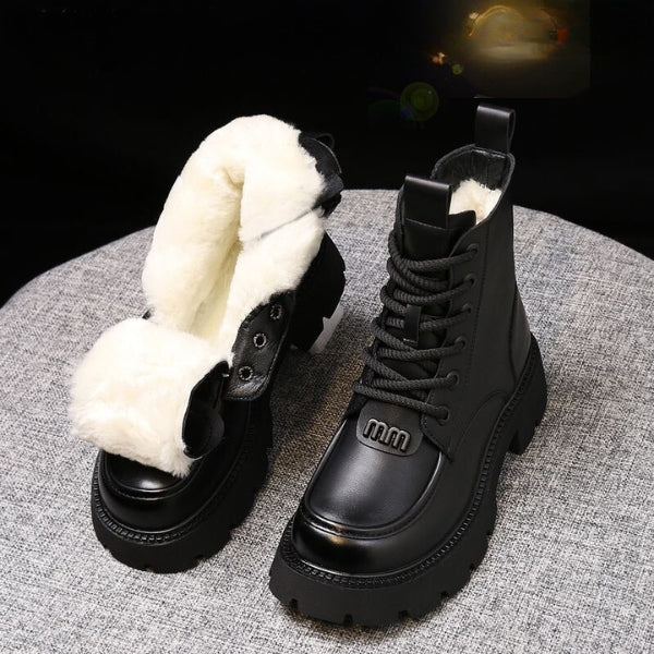 Komfortable, pelzgefütterte und rutschfeste Stiefeletten mit seitlichem Reißverschluss R&B
